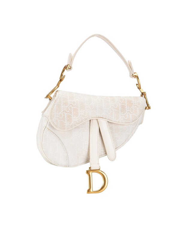 Pre-Loved by Azura Reborn - Pre-Loved dior Elegant Textile Saddle Bag with Top Handle for Stylish Everyday Use