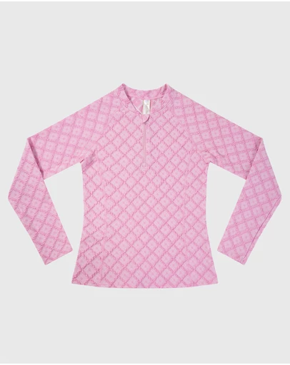 Aqua Blu Kids - Stepping Stones Pink Long Sleeve Rash Vest - Teens