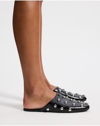 AERE - Lola Leather Stud Flats