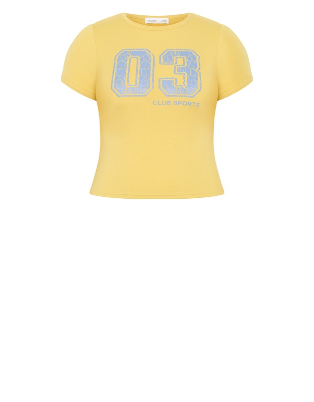 City Chic - Plus size Micro Game Day Print Tee - yellow