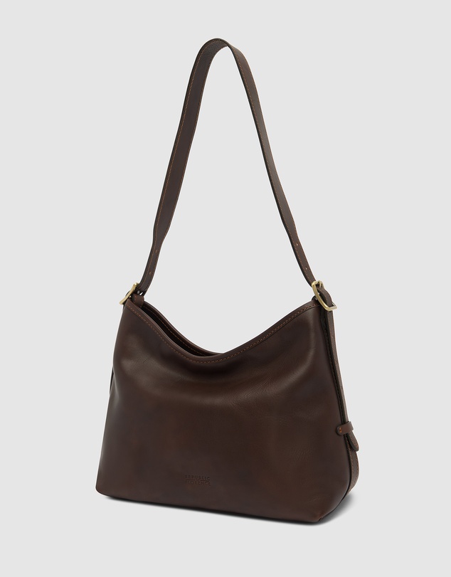 Republic of Florence - Sophia Matt Chocolate Leather Shoulder Bag