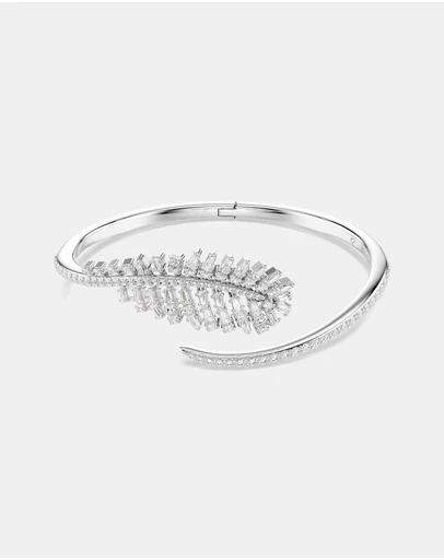 Swarovski - Vienna Bangle, Mixed Cuts, Feather, White, Rhodium Plated