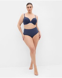 City Chic - Plus size Luxe Microfibre Plunge T-Shirt Bra - navy