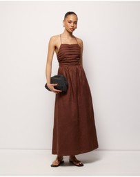 AERE - Irisa Linen Tie Back Midi Dress