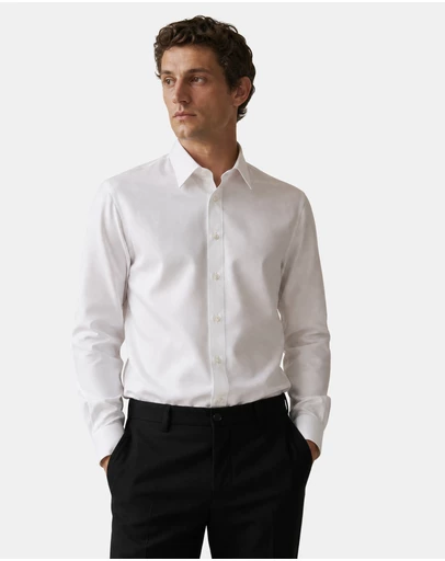 Henry Bucks - HENRY SARTORIAL Easy Care Cotton Shirt WHITE