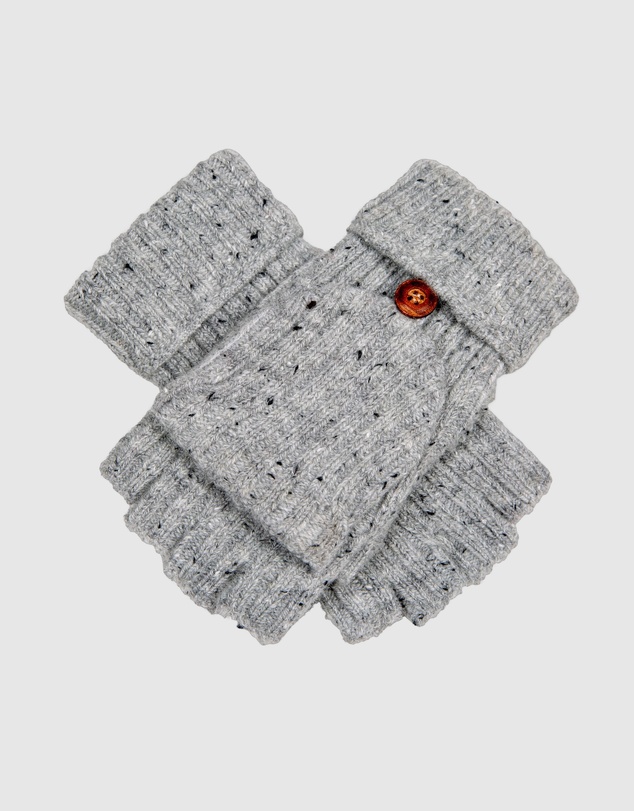 DENTS - Ribbed Knit Fingerless Gloves with Mitten Flap