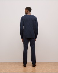 Trenery - Merino Cable Knit Crew in Navy