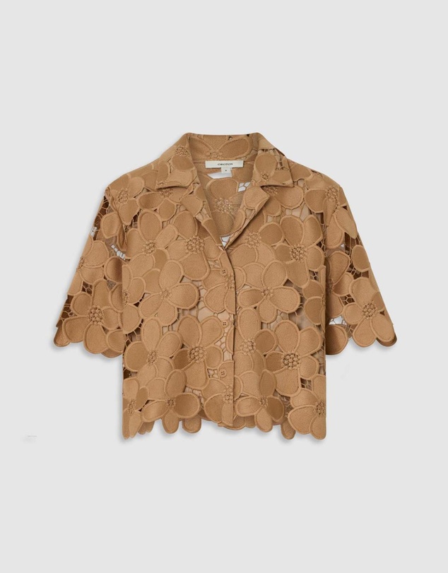Oroton - Poppy Lace Crop Shirt