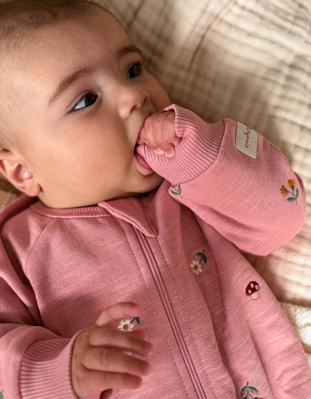 Purebaby - Embroidered Fleece Growsuit -Kids-Babies