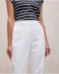 Trenery - Cotton Blend Straight Leg Pant in White