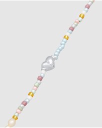 Elli Jewelry - Necklace Choker Glass Beads Heart Trend in 925 Sterling Silver