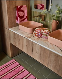 Mosey Me - Raspberry Stripe Bath Mat