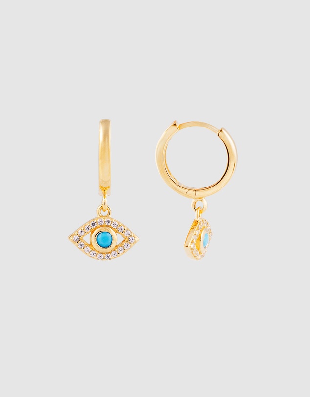 FAIRLEY - Turquoise Evil Eye Hoops