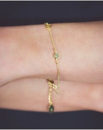Georgini - Natural Peridot And Two Natural Diamond August Gold Bracelet