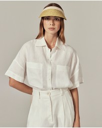 Helen Kaminski - Bianca 8 Raffia Logo Visor
