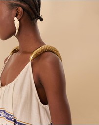 Farm Rio - Ana Tapestry Off-White Fish Straps Maxi Dress