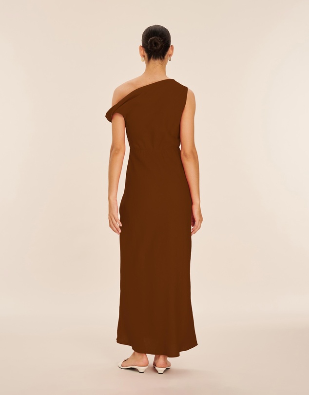 AERE - Fia Linen Draped Off Shoulder Maxi Dress