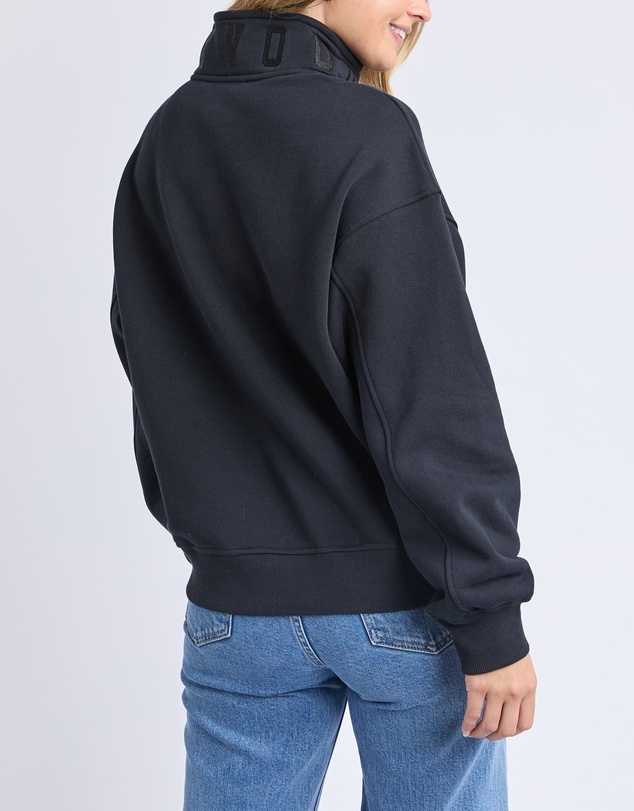Foxwood - College Zip Crew Black On Black