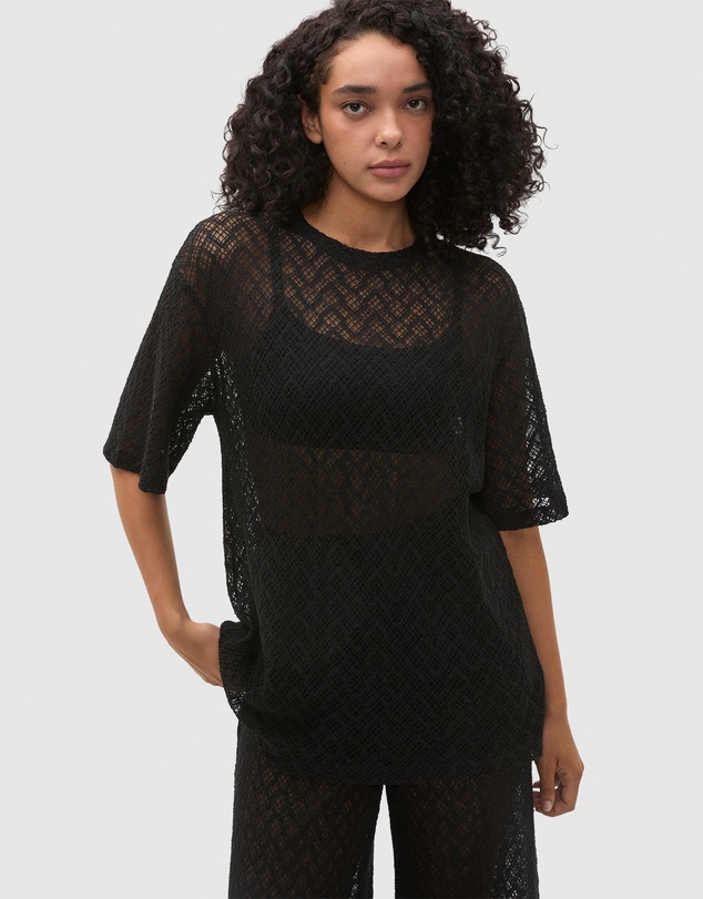 Seed Heritage - Lace Sheer Boxy Tee