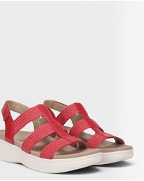 Vionic - Sabrina Flatform Sandal - Varsity Red Leather