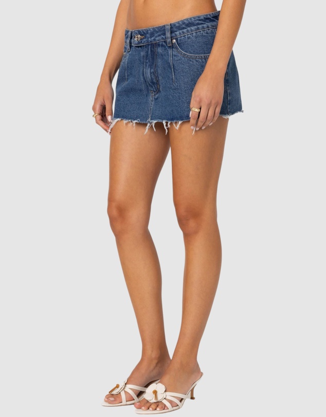EDIKTED - Clementine Low Rise Denim Micro Skort