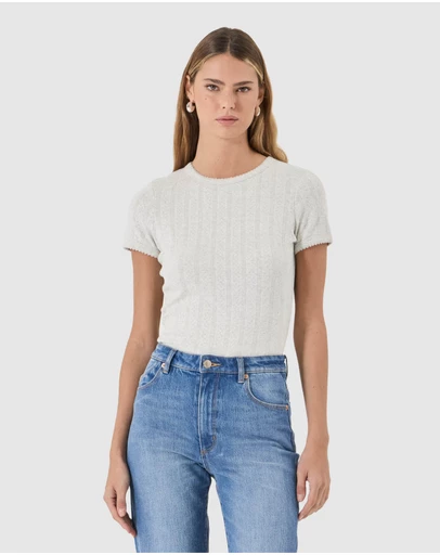 Rolla's - Pointelle Classic Tee - Grey Marle