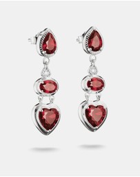 THOMAS SABO - THOMAS SABO Drop Earrings with Red Heart Stones Silver