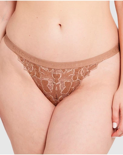 Sans Complexe - Arum Gloss Tanga Side Lace Hipster Brief