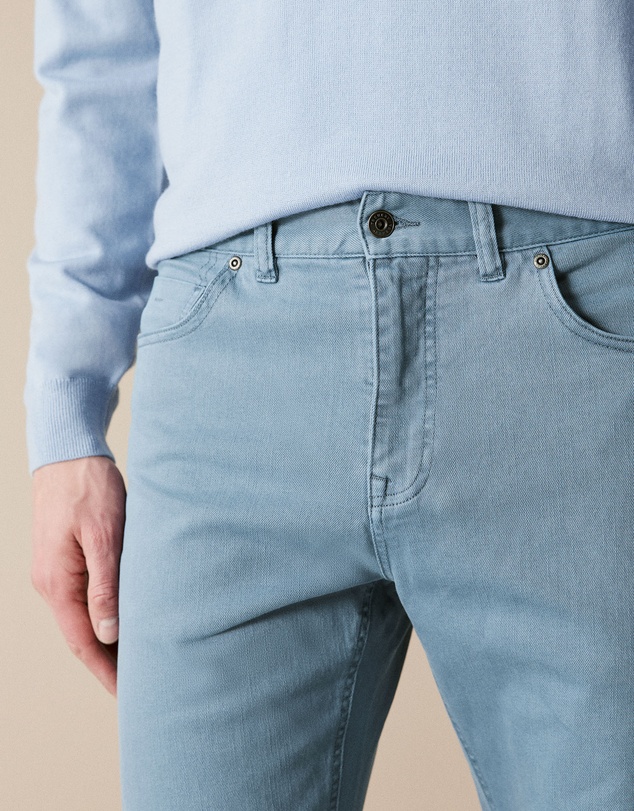 Trenery - Regular Fit Garment Dyed Twill Five Pocket Pant in Blue Grey