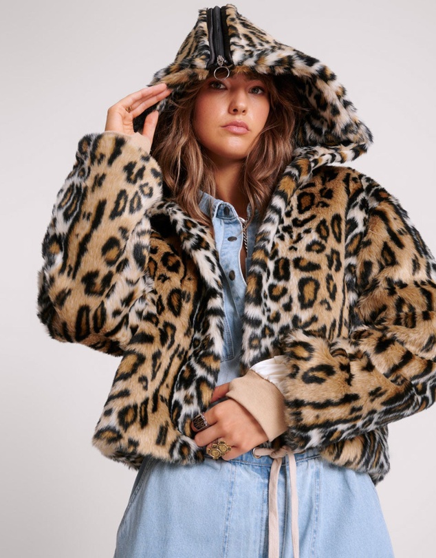 ONE TEASPOON - Faux Leopard Split Hood Jacket