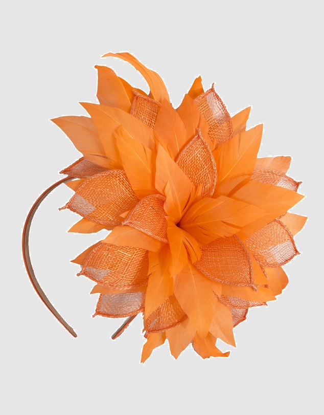 Max Alexander - Modern Flower Orange Racing Fascinator