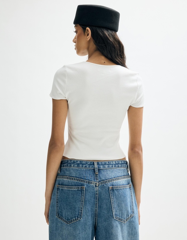 Minima Esenciales - Emre Rib Henley Cap Sleeve T-Shirt