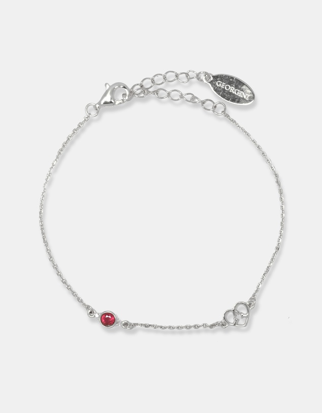 Georgini - Natural Ruby And Two Natural Diamond July Silver Bracelet