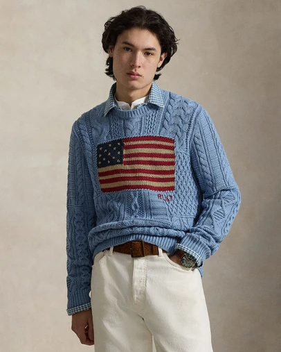 Polo Ralph Lauren - ICONIC EXCLUSIVE - Aran-Knit Flag Sweater