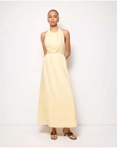 AERE - Tali Linen Cross Back Midi Dress