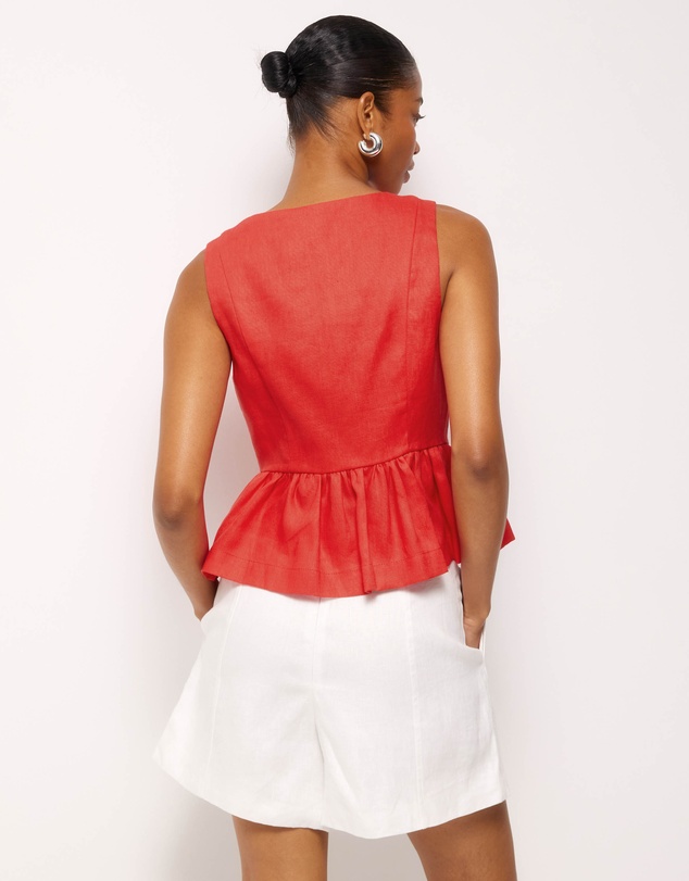 AERE - Kaia Linen Button Front Top
