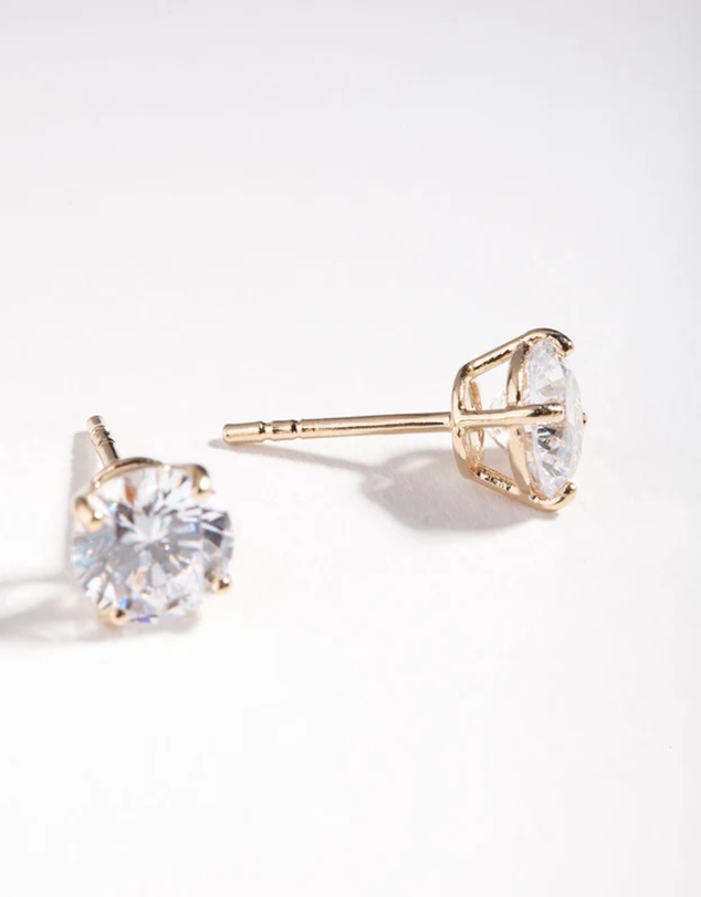 Lovisa - Gold Plated Sterling Silver 1 Carat Cubic Zirconia Stud Earrings
