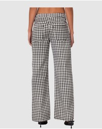 EDIKTED - Gingham Printed Low Rise Jeans