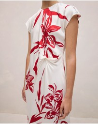 Trenery - Wild Iris Twist Front Column Dress in White