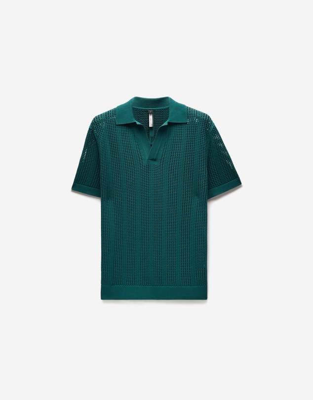 Calibre - Self Stripe Mesh Knit Polo Jade