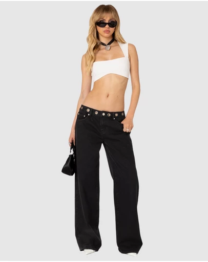 EDIKTED - Libby Grommet Waist Jeans