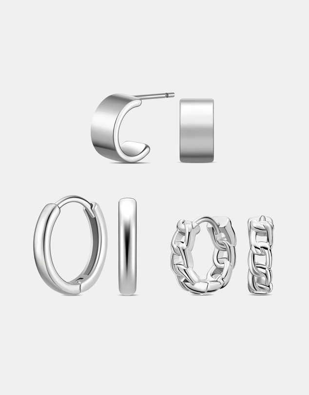 Mestige - Eterna Trio Hoops Set - Silver Plated