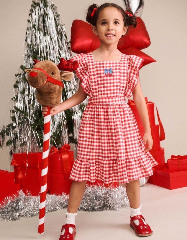 Huxbaby - Cherry Bow Gingham Pinafore Dress - Babies-Kids