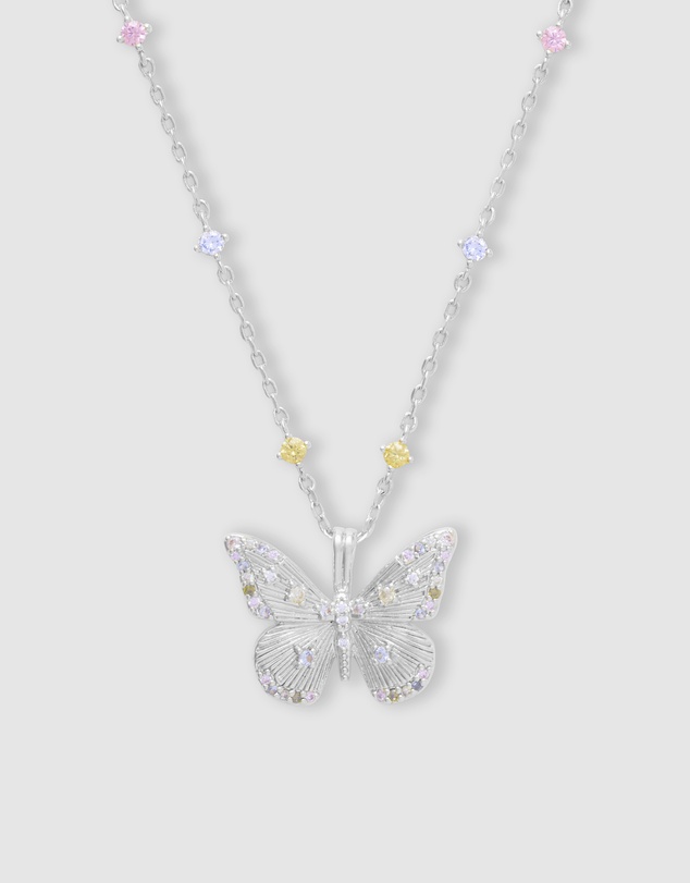 Wanderlust + Co - Butterfly Rainbow & Silver Necklace