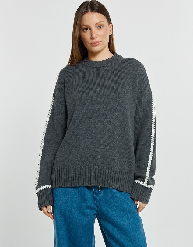 Betty Basics - Contrast Stitch Sweater