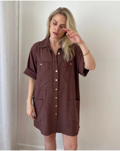UNE PIECE - Short Sleeve Linen Mini Dress
