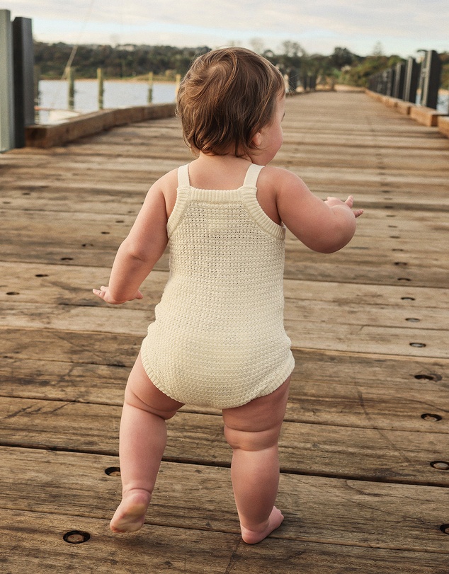 Kynd Baby - Crochet Romper in Coconut