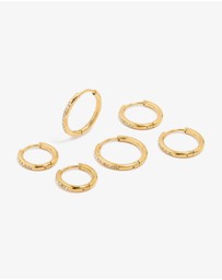 Lovisa - Waterproof Gold Plated Stainless Steel Cubic Zirconia Clicker Hoops 3-Pack