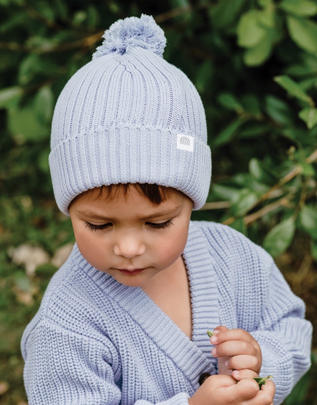 Kynd Baby - Organic Chunky Rib Knit Beanie in Sky Blue