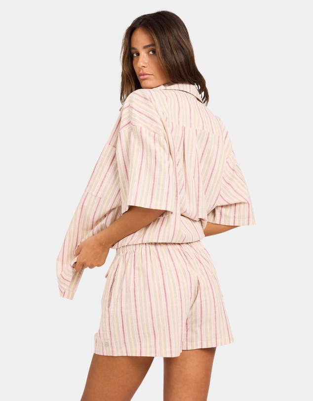 Roxy - Womens Carter Striped Elastic Waist Shorts